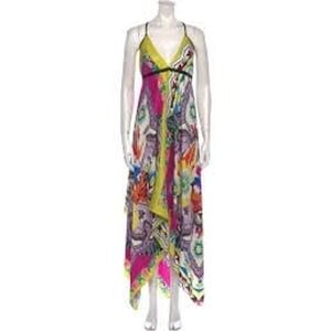ETRO silk trapeze kaftan dress printed multicolor one size